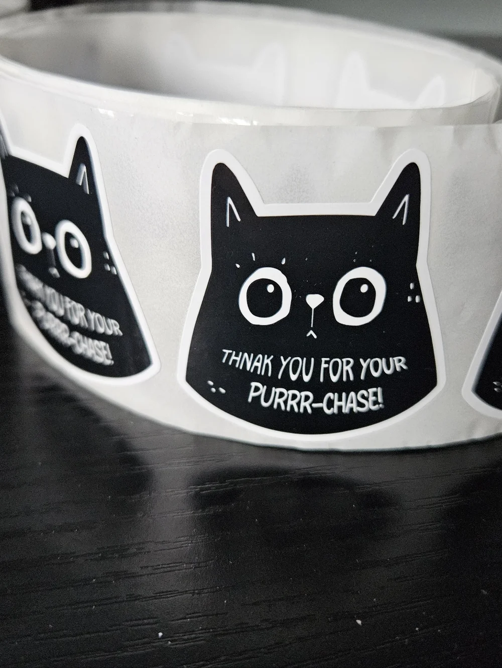 Black And White Cat Thank You Stickers